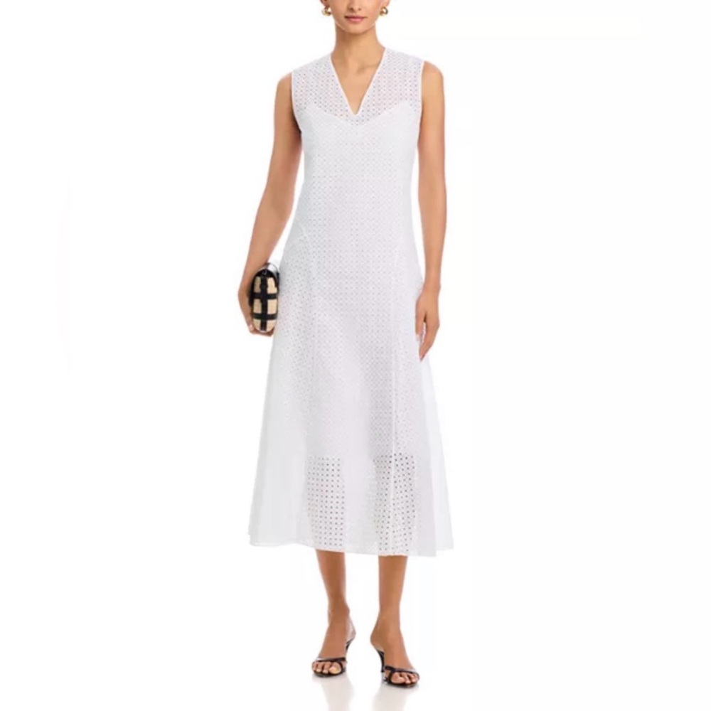 THEORY Eyelet Embroidered Midi Dress NWOT 100% cotton